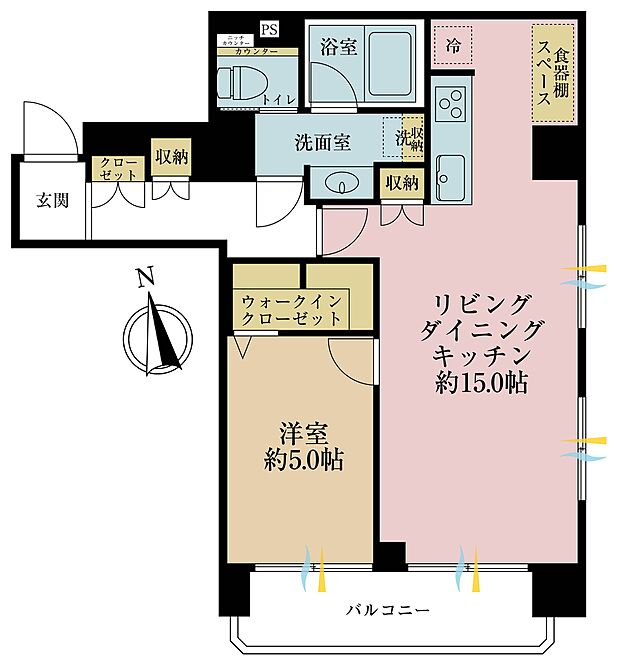 メゾンランジェ早稲田(1LDK) 3階の間取り図