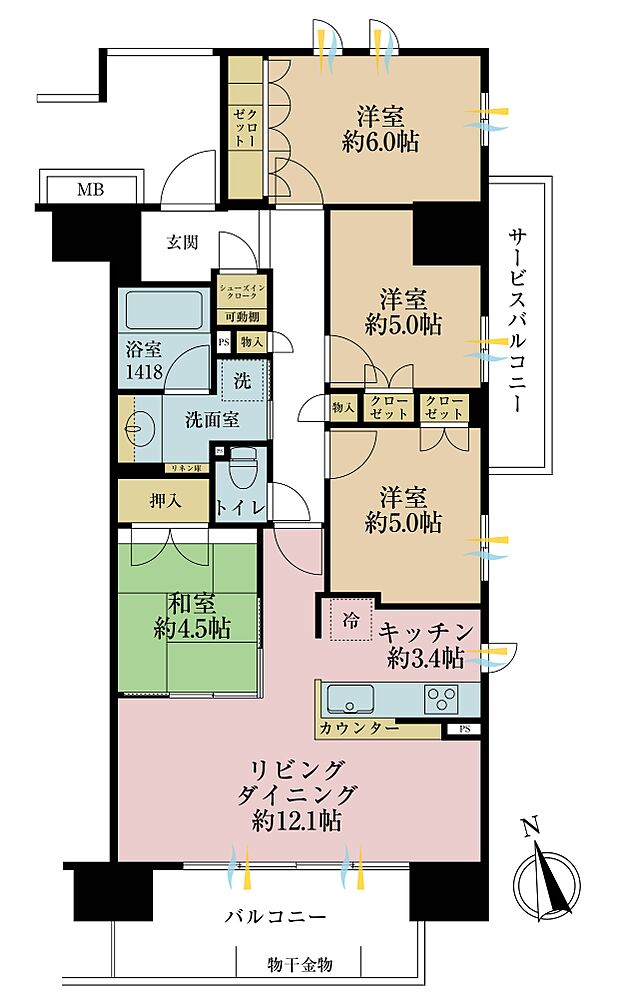 ファインシティ王子神谷リバー＆フォレスト(4LDK) 8階の間取り図