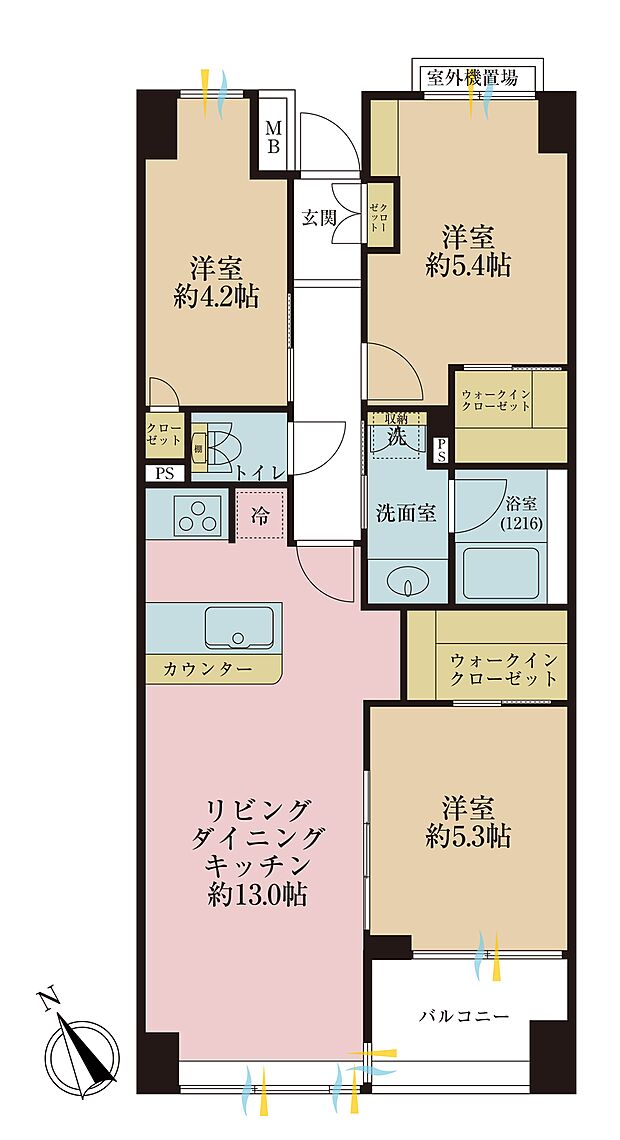 五反野パーク・ホームズ(3LDK) 4階の間取り図