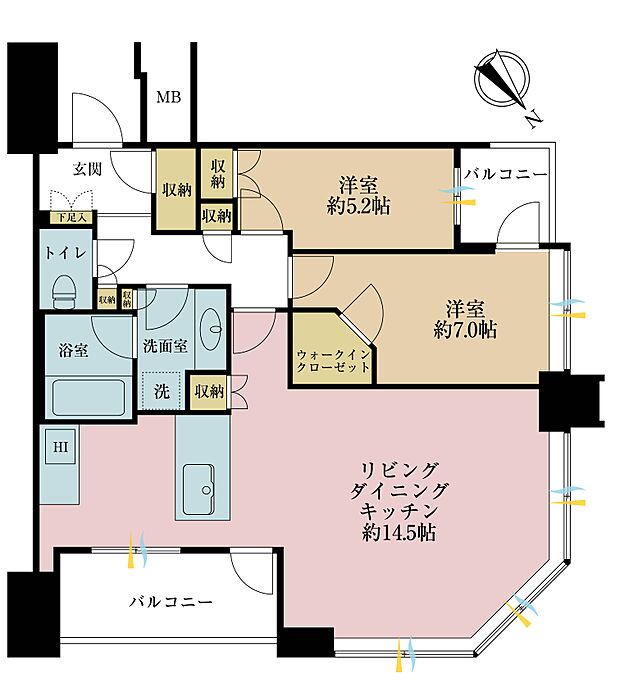 スカイズタワー＆ガーデン(2LDK) 6階の間取り図