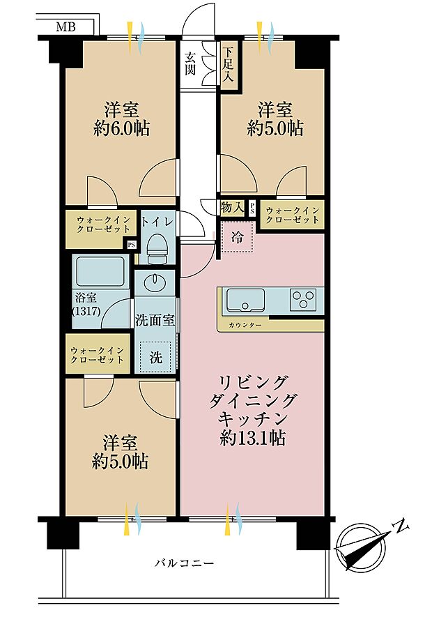 サンクレイドル東武練馬弐番館(3LDK) 4階の間取り図