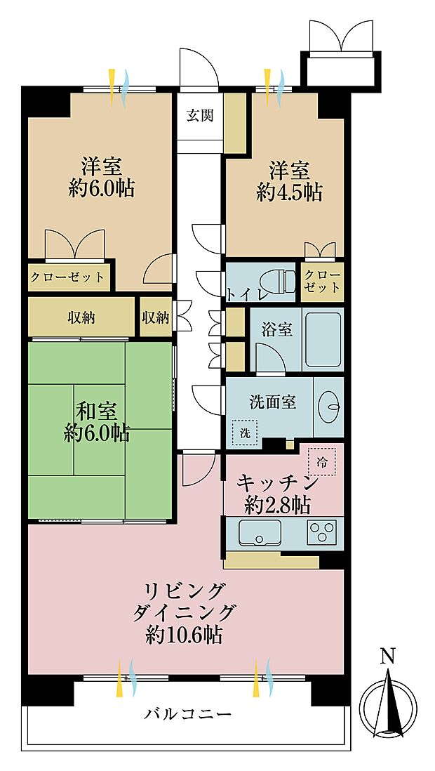 エステスクエア西新井(3LDK) 4階の間取り図