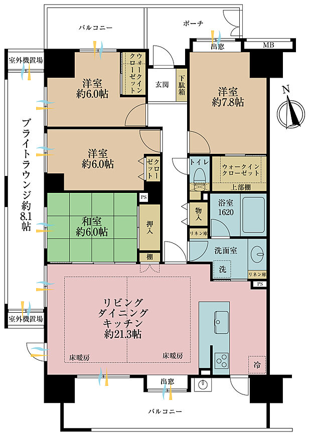 グランアジール東京アクアレジデンス(4LDK) 5階の間取り図