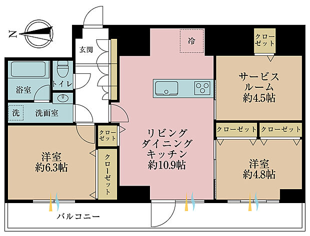 浅草スカイレジテル(2SLDK) 6階の間取り図