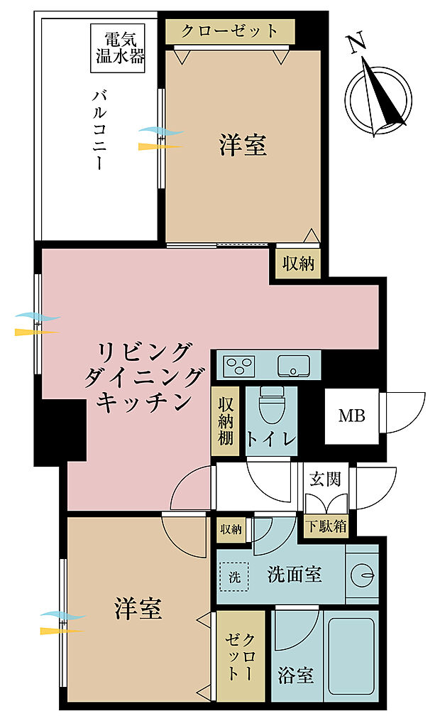 サンヴィヴァン亀戸ノース(2LDK) 9階の間取り図
