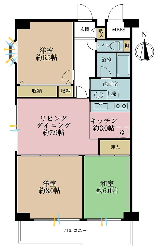 マンハイム竹の塚(3LDK) 1階の間取り図