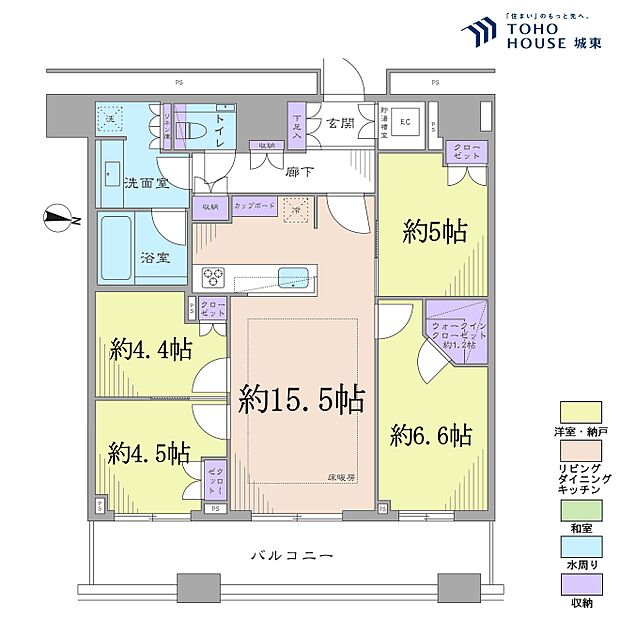 勝どきザ・タワー(4LDK) 4階の間取り図