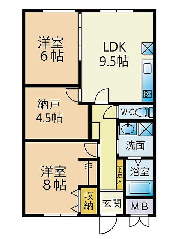 山内グリーンパレス黒崎(2SLDK) 12階の間取り図