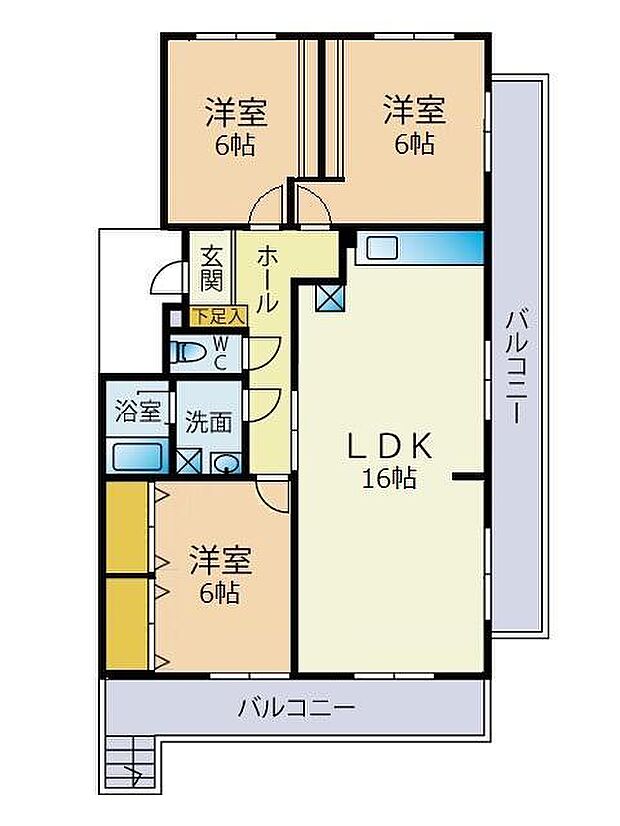 サンライフ黒崎(3LDK) 1階の間取り図