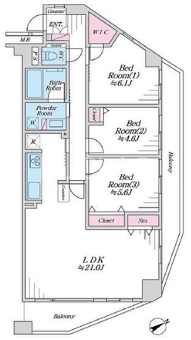 西葛西ガーデンハウス中央公園(3LDK) 2階/205の間取り図