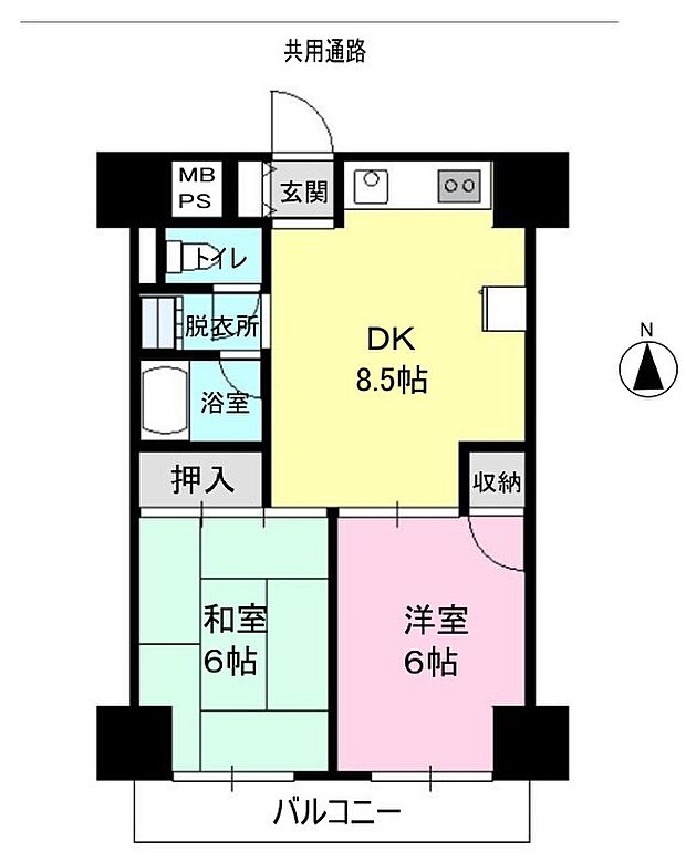 東松山マンション(2DK) 2階/205の間取り図