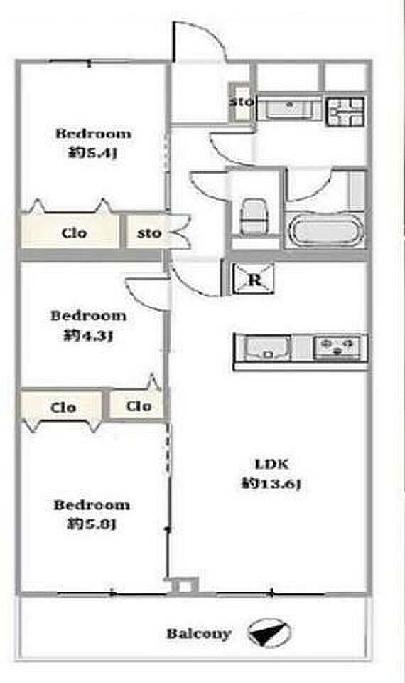 メゾン和光台(3LDK) 9階の間取り図