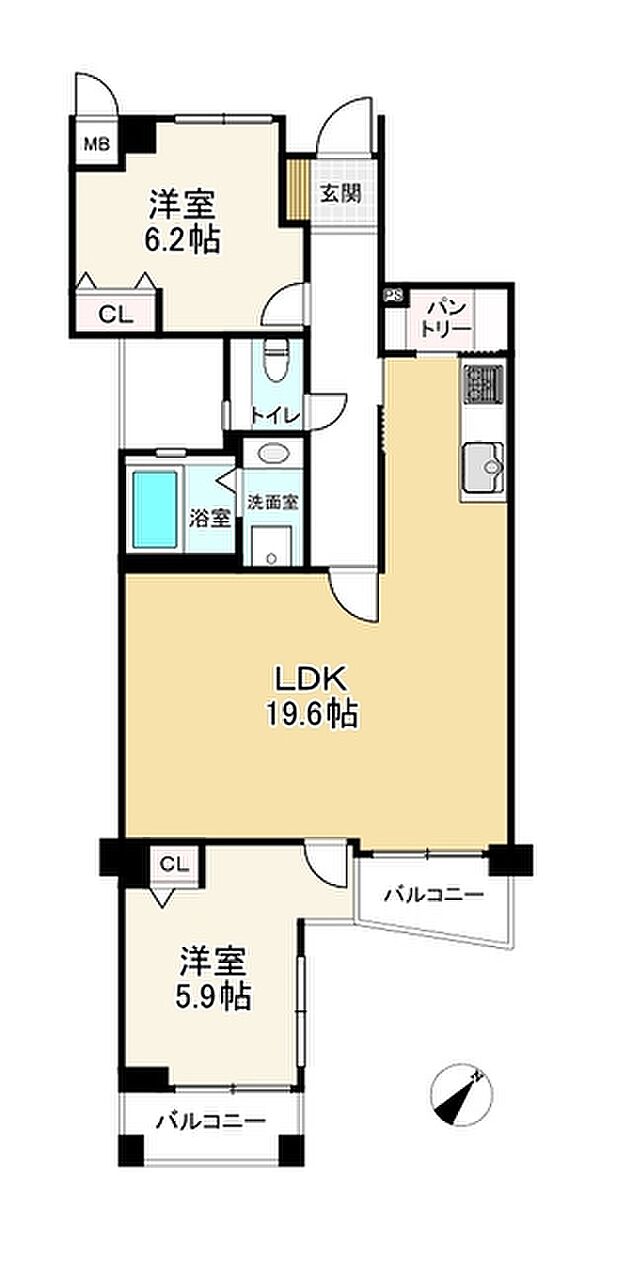 シティマンション南福岡II(2LDK) 3階の間取り図
