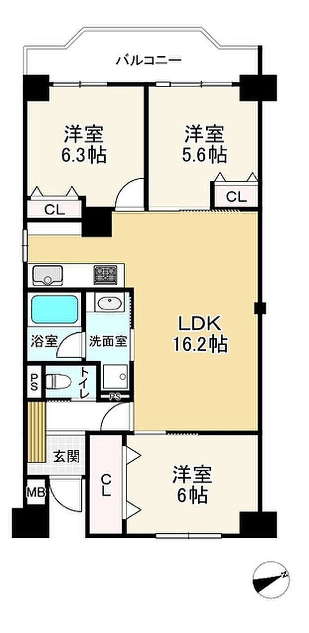 日商岩井リバーサイドマンションＢ棟(3LDK) 13階の内観