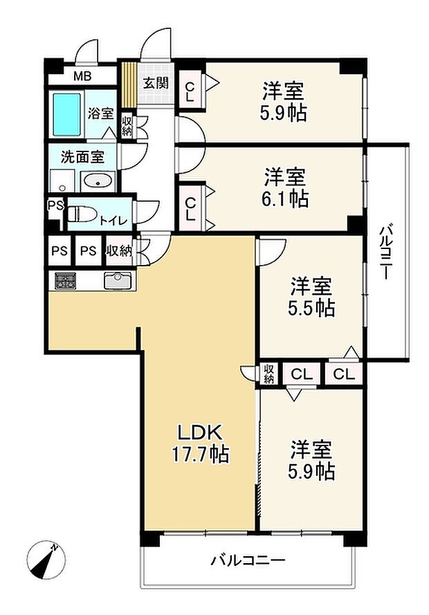 高宮パークマンション(4LDK) 4階の内観