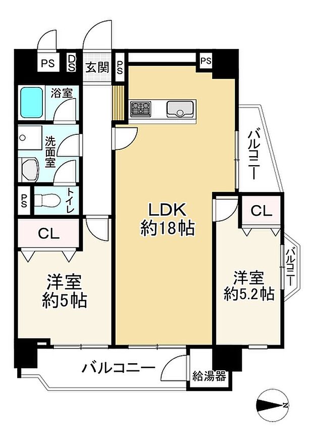 サンハイツ舞鶴(2LDK) 7階の間取り図