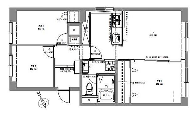 ドルフ稲毛(3LDK) 6階/601号室の間取り図