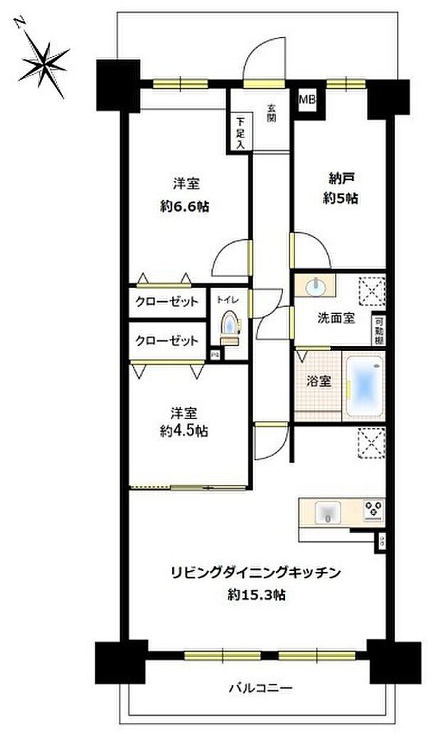 ネオハイツ鎌ヶ谷弐番館(2SLDK) 6階/603号室の内観
