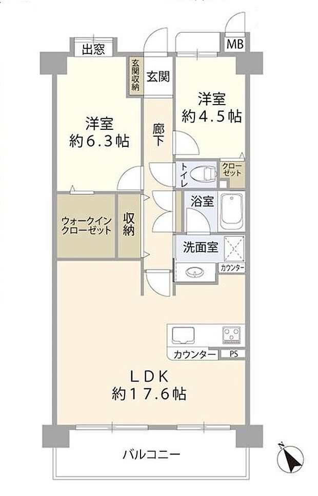 アドリーム津田沼(2LDK) 4階/405号室の内観