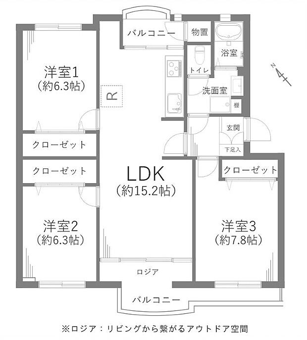 サンコーポ検見川B棟(3LDK) 5階/508号室の内観