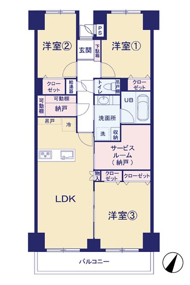 千葉サニータウン(3SLDK) 9階/907号室の間取り図