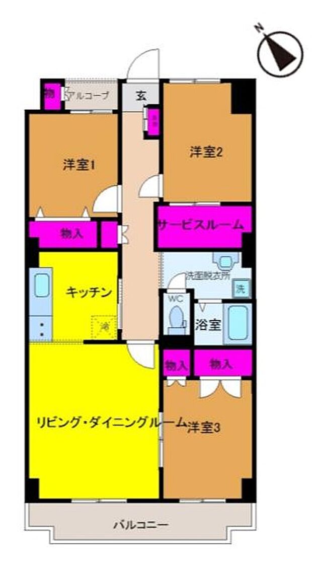 ウェルフェアグリーン谷津(3SLDK) 7階/707号室の間取り図