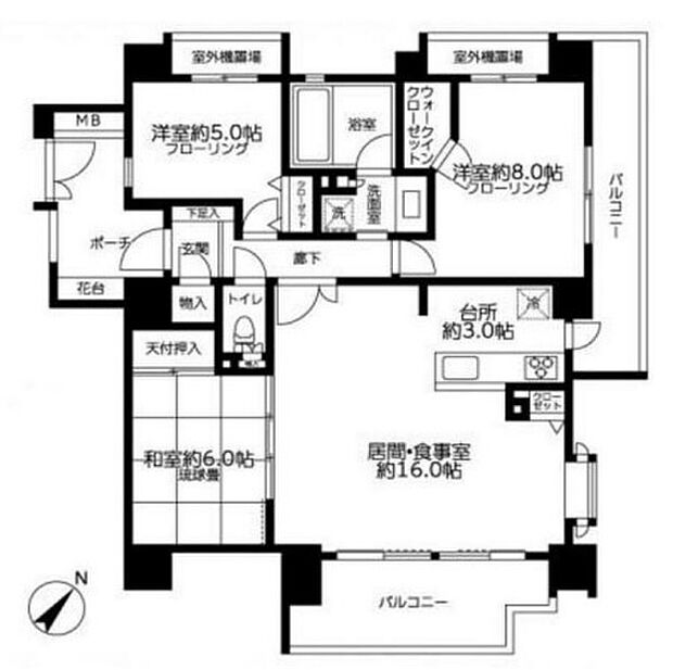 レクセルマンション高根公団(3LDK) 5階/501号室の間取り図