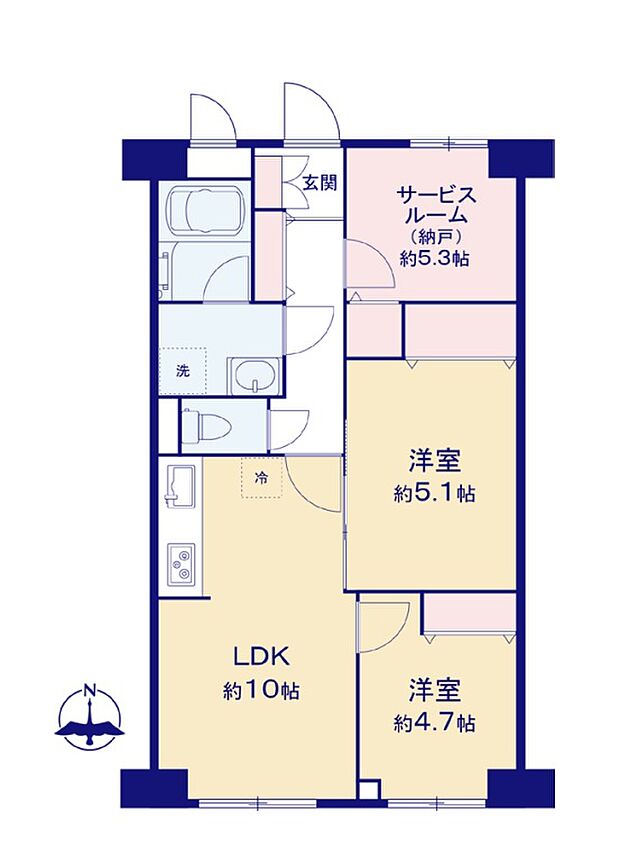 ライオンズガーデン津田沼(2SLDK) 5階/503号室の間取り図