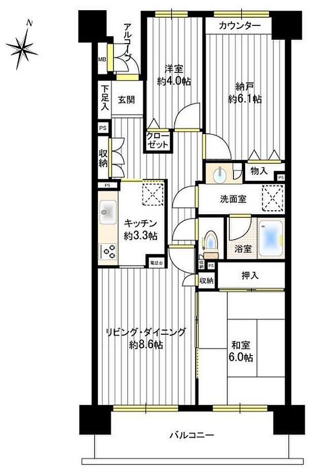 ユービセーヌ西千葉(3LDK) 3階/509号室の間取り図