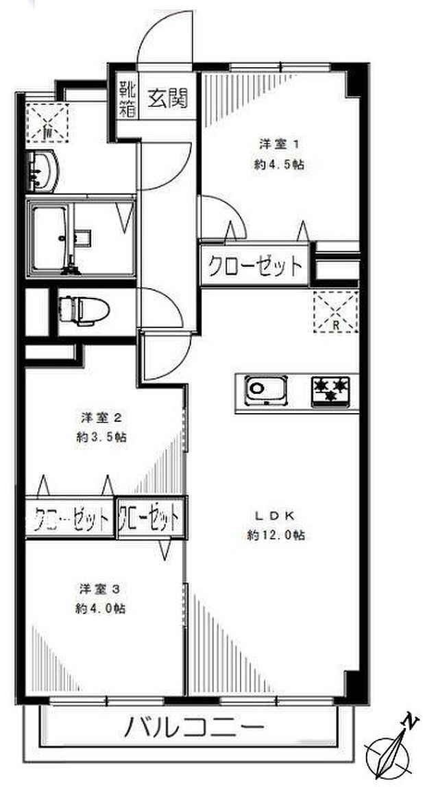 ハイライフ第二行徳(3LDK) 6階/607号室の間取り図