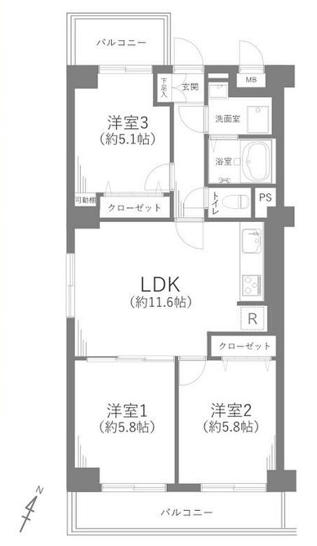 グレース22(3LDK) 5階/501号室の内観