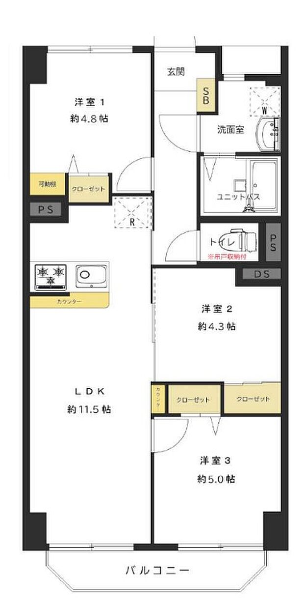 ハイライフ第二行徳(3LDK) 1階/102号室の間取り図