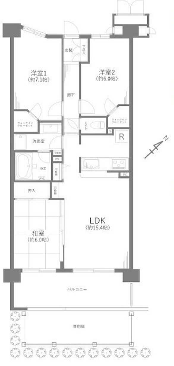 アクアシティオ・メイツ調布(3LDK) 1階/112号室の間取り図