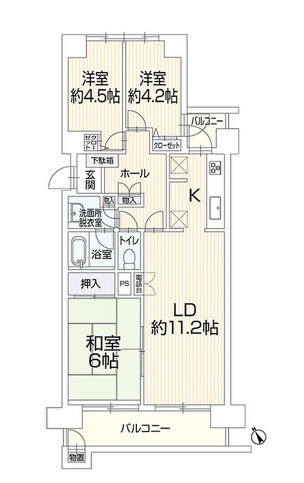 船橋ビレジ(3LDK) 4階/406号室の内観