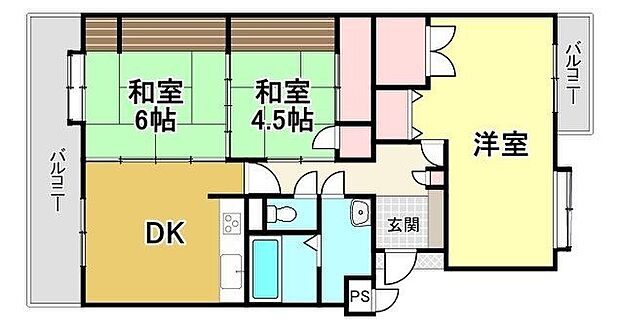 サンライフ朽網(3DK) 4階の内観