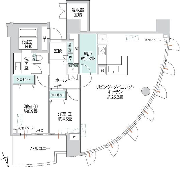 東高西ケ原ペアシティ(2LDK) 10階の間取り図