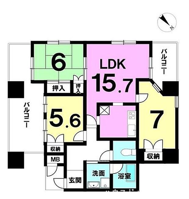 【リフォーム済】空室・3LDK・専有面積74.34m2・角部屋・2面バルコニー・駐車場空有♪ご案内可能