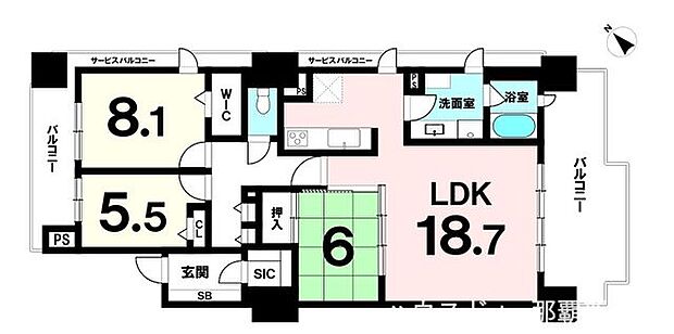 賃貸中・19階建2階部分・3LDK・専有面積85.26m2・角部屋・3面バルコニー！周辺商業施設多数有