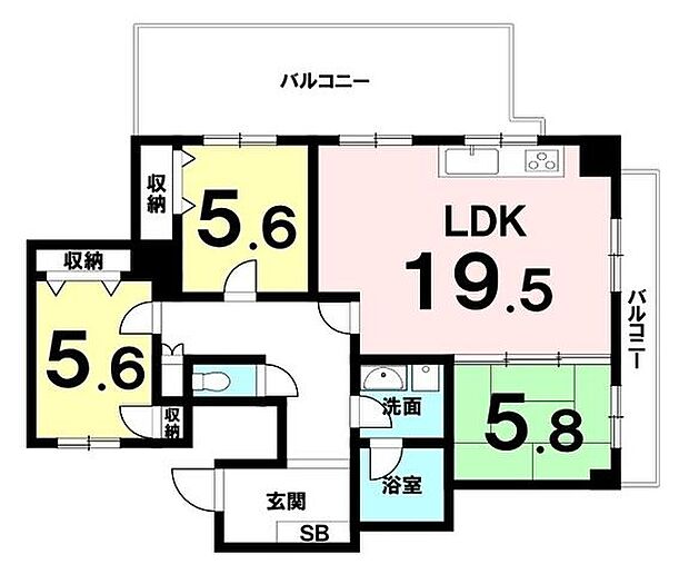 ライオンズマンション古波蔵第3(3LDK) 5階の間取り図