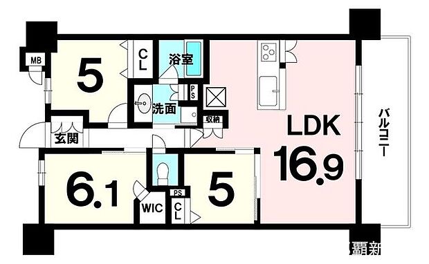 ブランシエラ那覇曙プレミスト(3LDK) 4階の間取り図