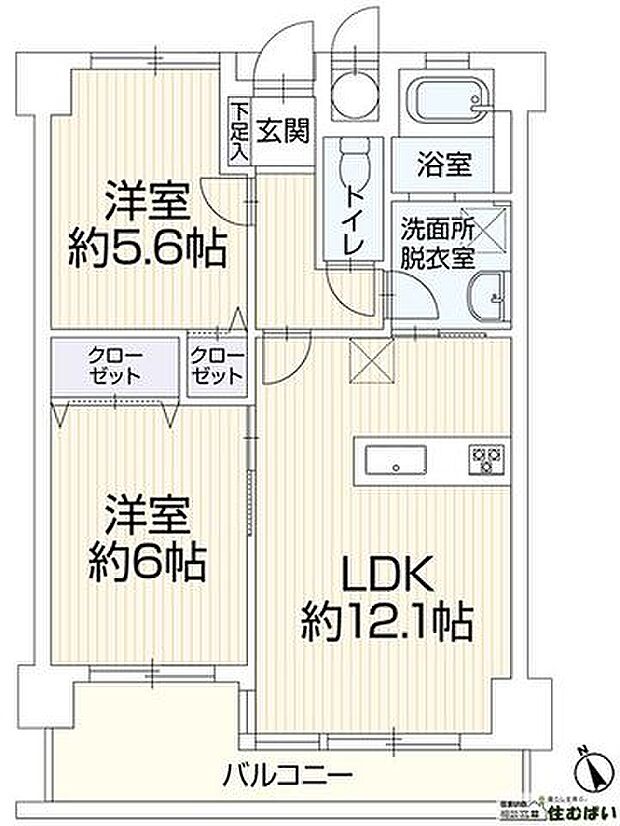 ロワールマンション西大橋2(2LDK) 3階の間取り図