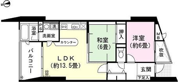 フジタ第3宇佐美マンション(2LDK) 5階の間取り図