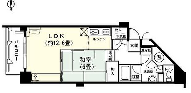 シーアイヴィラ伊豆熱川(1LDK) 6階の間取り図