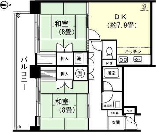 シーアイヴィラ伊豆熱川(2LDK) 8階の間取り図