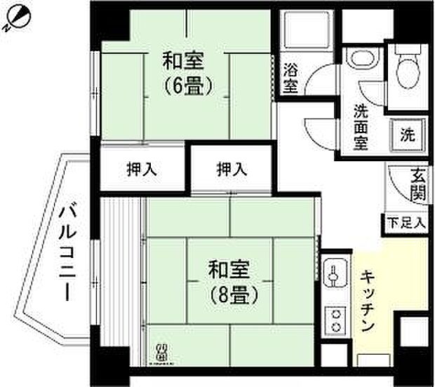 伊東マンション　第3別館(2K) 2階の間取り図