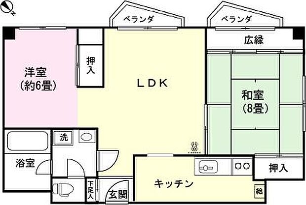 伊東マンション　第3別館(2LDK) 2階の間取り図