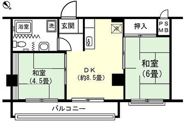 スプリングハイツ伊東(2DK) 8階の間取り図