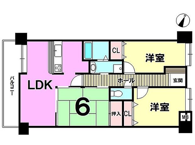 コアマンション博多南(3LDK) 8階の間取り図