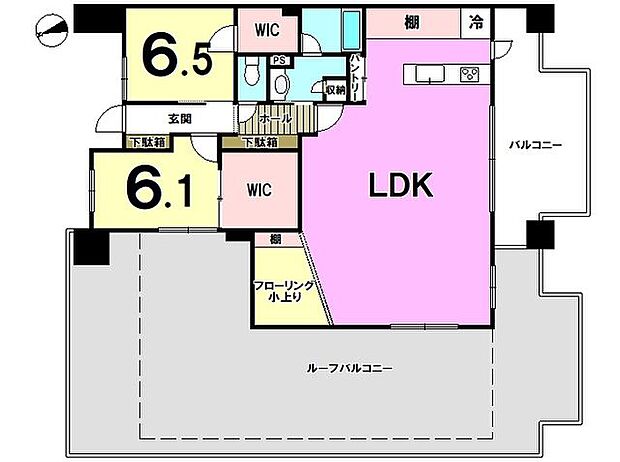 アソシアテラス博多南(2LDK) 6階の間取り図