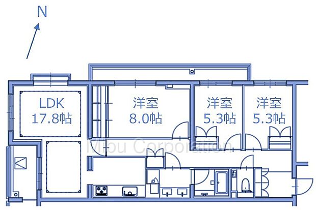 フォレセーヌ御殿山(3LDK) 3階の間取り図